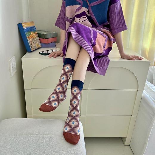 【48小时发货】【设计师限定】礼盒袜莫奈系列油画风潮袜秋冬新品法国轻奢小众棉袜 商品图3