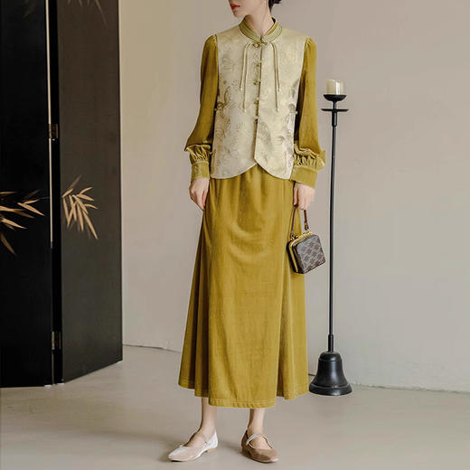 裁缝学苑AS181新中式马甲连衣裙纸样中国风女装改良复古旗袍丝绒裙子套装样板 商品图5