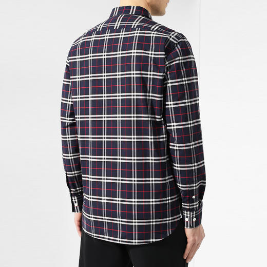 BURBERRY 巴宝莉 男士迷你弹力棉质长袖衬衫 深蓝色 8004835 A1960 商品图2