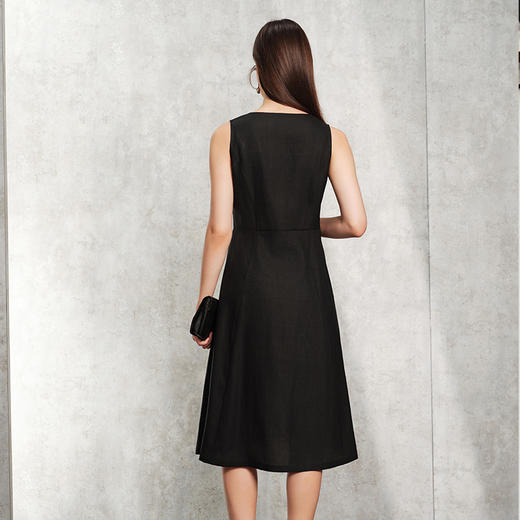 TANGY Collection天意精品2024春季新品真丝莨绸香云纱拼接修身连衣裙 L241815 商品图1