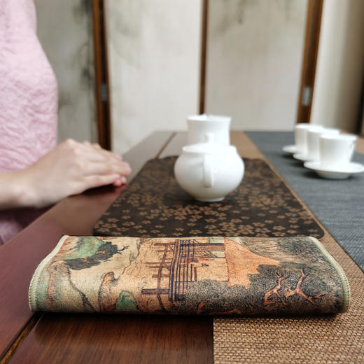 台隆金吸水茶巾彩绘禅意毛巾茶具配件加厚茶布查盘茶几茶桌抹布 商品图3