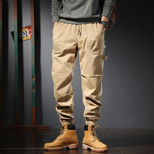 【纯棉】【新款DYG】大依优型大码束脚工装裤休闲裤松紧腰弹力加肥加大宽松大码男士长裤 商品图1