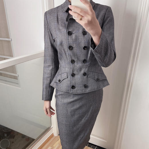 威尔士亲王格灯罩款 “卡夫卡”复古职场套J7401632C颈袖添香春秋季气质女神范经理职业装女套装正装西装套裙J7401632C 商品图3