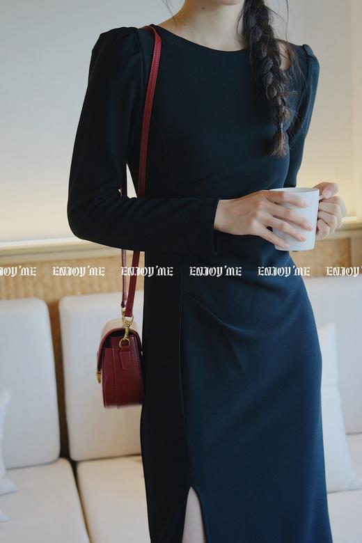 【门店同款】ENJOY秋季收腰侧开叉露肩连衣裙 154351903 商品图1