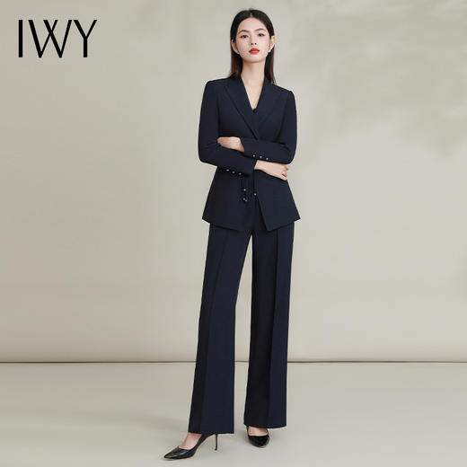 IWY/新中式藏青色西装套装女新款国风职业装高端西服外套FYCP075 商品图1