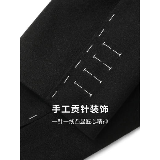 COCOBELLA知识分子风手工贡针毛呢西装女宽肩毛边西服SI3009B 商品图4