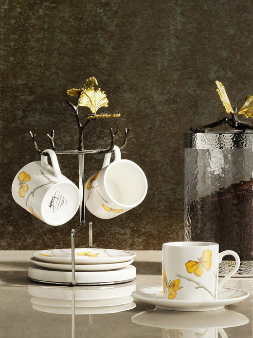 Michael Aram 兰花/蝴蝶银杏杯碟四件套含支架 送礼女生茶具陶瓷茶杯咖啡杯 商品图2