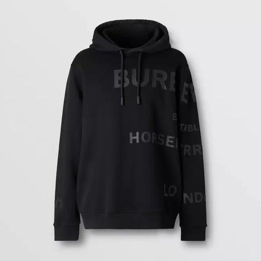 BURBERRY 巴宝莉 男士 Horseferry 印花棉质连帽卫衣 黑色 8028539 A1189 商品图0