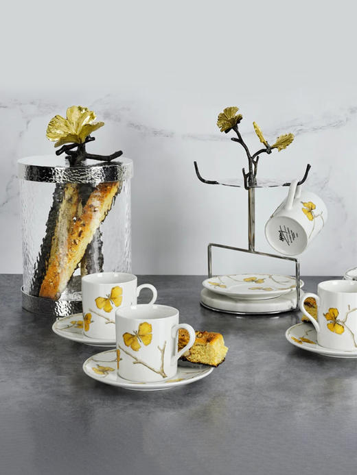 Michael Aram 兰花/蝴蝶银杏杯碟四件套含支架 送礼女生茶具陶瓷茶杯咖啡杯 商品图1