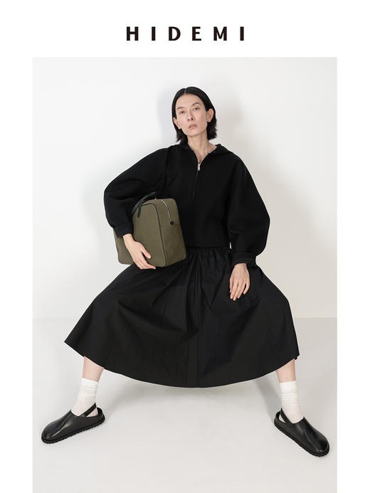 HIDEMI 休闲廓形空气感拉链开衫连帽短夹克/百褶半身裙 商品图9