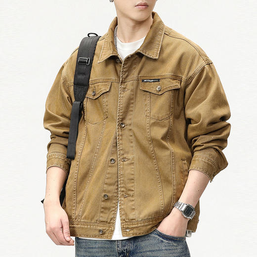 【圈】【100%棉】【新款DQ】大依优型大码纯棉牛仔外套新款牛仔衣青年百搭上衣潮款加肥加大胖子 商品图1