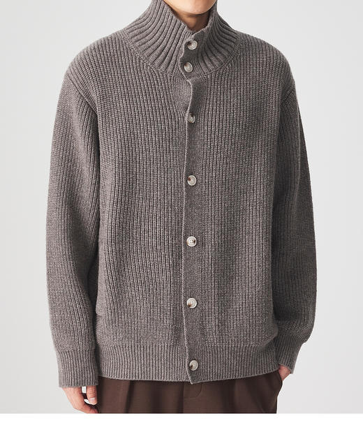 墨麦客男装立领羊毛开衫冬季新款羊毛羊绒加厚保暖夹克男。 商品图0