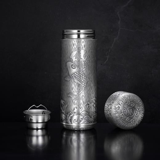 子佩集S999银【鱼游濠水】杯摆件【DLBJB030】纯银内胆泡茶杯2401 商品图1