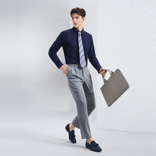 【舒弹丝】柒牌衬衫男长袖春季新品条纹提花抗菌男士休闲翻领衬衣	126A70880 商品图3