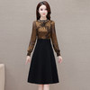 时尚气质，拼结假两件中年女装高腰长袖A字裙春装印花连衣裙QYM-XY-23DB76-Y 商品缩略图0