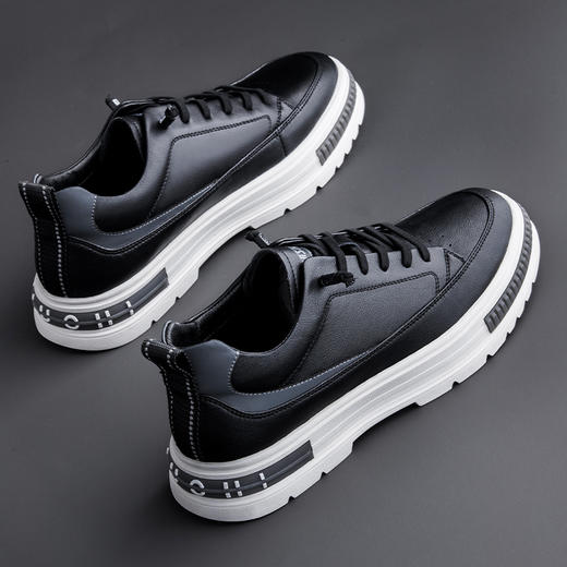 休闲运动内增高男鞋百搭韩版真皮鞋子小白鞋男士板鞋 商品图4