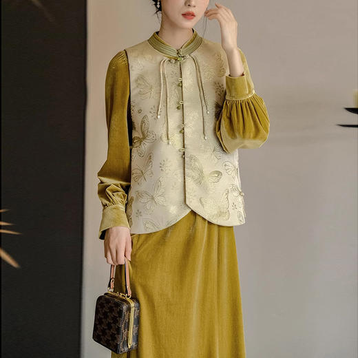 裁缝学苑AS181新中式马甲连衣裙纸样中国风女装改良复古旗袍丝绒裙子套装样板 商品图4