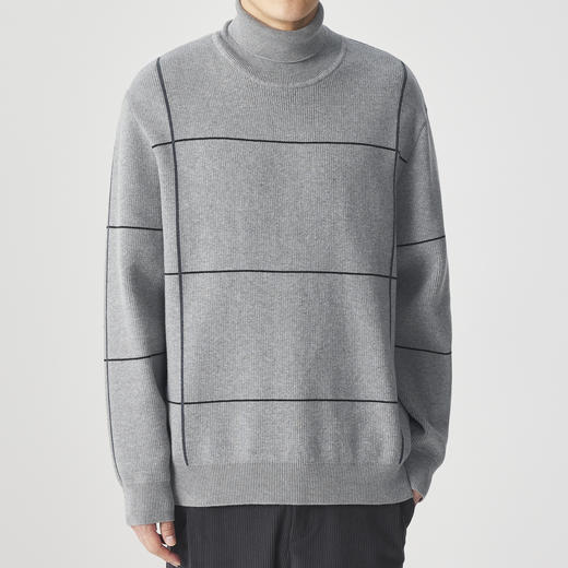 墨麦客男装 远红外升温  可翻高领针织衫冬季新款撞色保暖毛衣。 商品图1