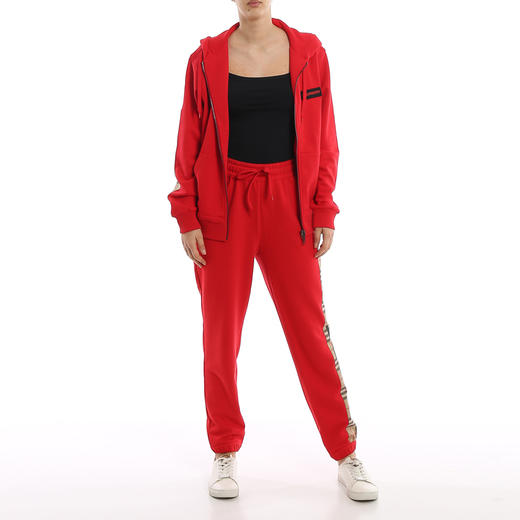 BURBERRY 巴宝莉 女士格纹裁片棉质宽松连帽外套 红色 8024544 A1460 商品图3