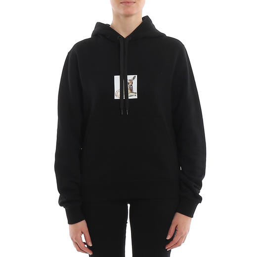 BURBERRY 巴宝莉 女士棉质小鹿徽标印花连帽卫衣 黑色 8024655 A1889 商品图1