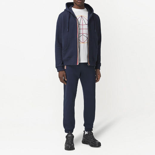 BURBERRY 巴宝莉 男士条纹细节棉质休闲运动裤 黑色 8035882 A1222 商品图3