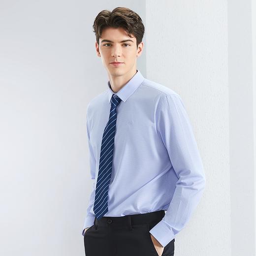 【含竹纤维】柒牌男装格纹长袖衬衫2024春季新款撞色休闲翻领衬衣	126A71080 商品图1