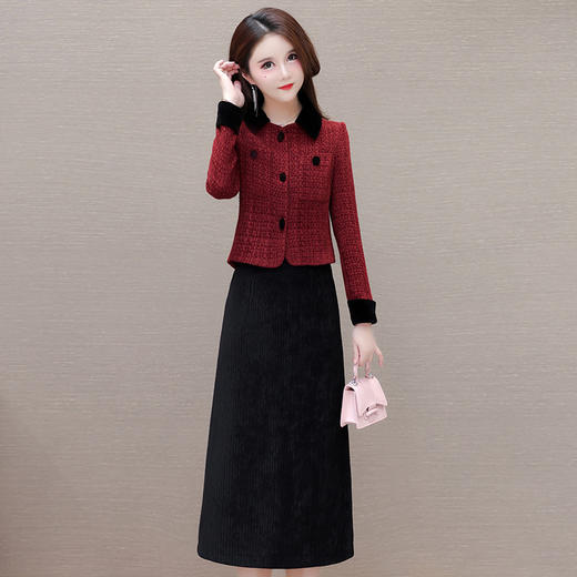 QYM 1C2376-L洋气小香风外套简约时尚半身裙两件套 商品图1