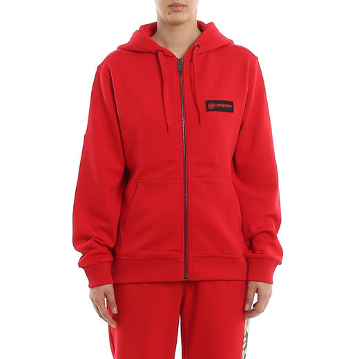 BURBERRY 巴宝莉 女士格纹裁片棉质宽松连帽外套 红色 8024544 A1460 商品图1