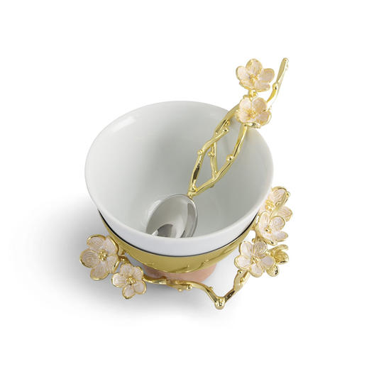 Michael Aram 樱花瓷质小碗含勺 印度手工制作樱花系列陶瓷金属小碗配勺礼物女轻奢风 商品图1