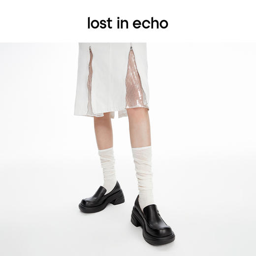 [捡漏价]lost in echo2024春季新款设计师品牌圆头厚底水流纹理粗跟单鞋女 商品图3