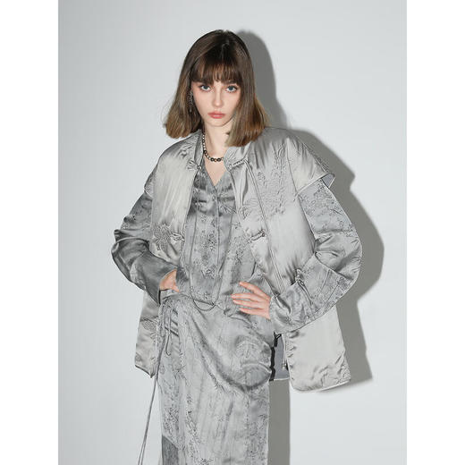 COCOBELLA新中式重工刺绣轻型棉服马夹女国风缎面马甲外套WS0005 商品图4