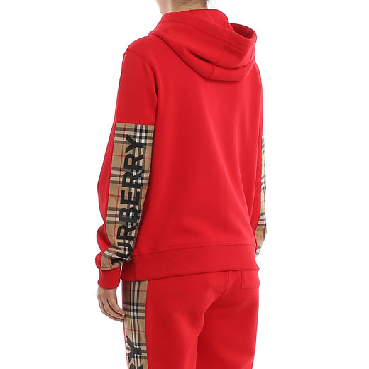 BURBERRY 巴宝莉 女士格纹裁片棉质宽松连帽外套 红色 8024544 A1460 商品图2