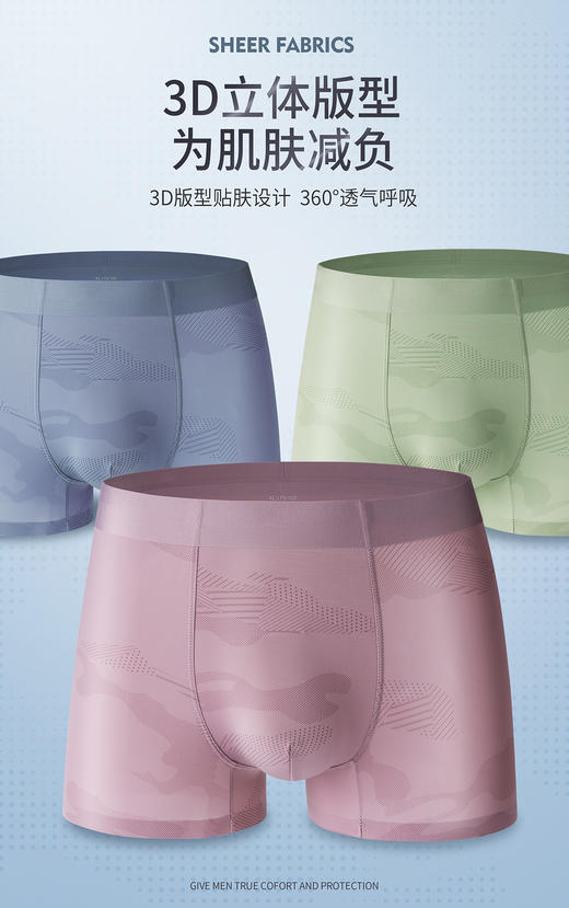 【两条装】锦纶冰丝男士无痕印花有孔平角内裤13005/23005/33005/3003/3005/3020/3021/3022 商品图9