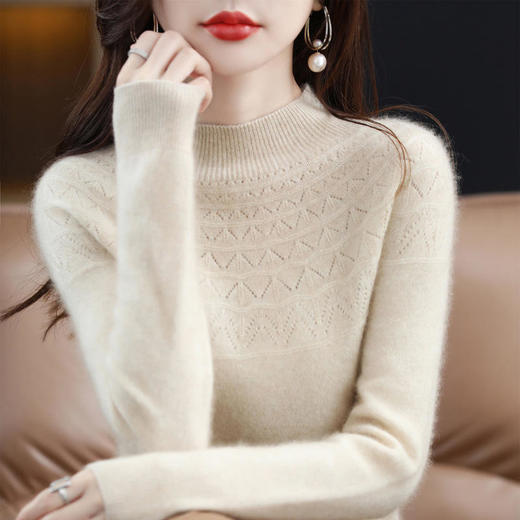 ALBB-秋冬新款一线半高领羊毛衫女显瘦羊绒打底衫加厚无缝毛衣针织衫潮 商品图5