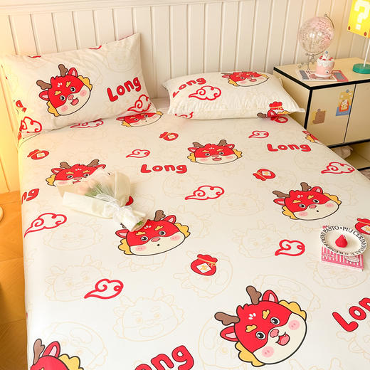 自然醒龙年纯棉床单单件全棉100卡通被单儿童炕单人宿舍床枕套三件套3JY 商品图6