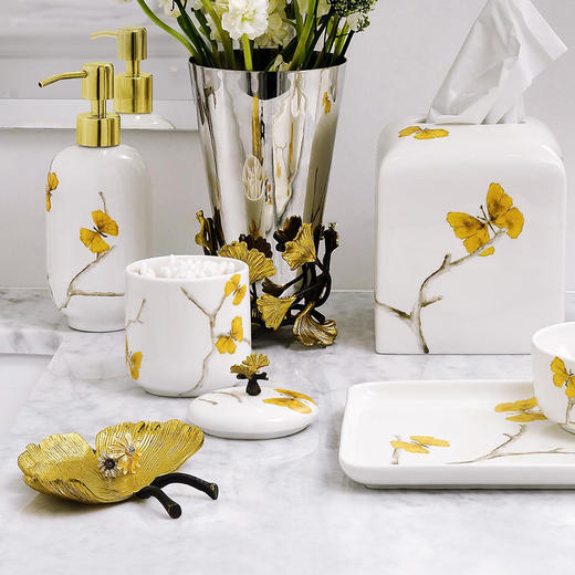 Michael Aram 银杏叶双格点心盘/银杏叶首饰托盘 杂物小盘水果盘金属耐用创意小吃盘生日礼物 商品图5