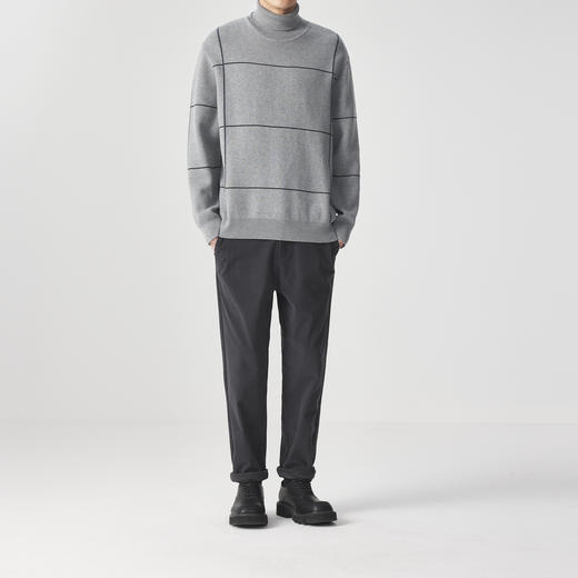 墨麦客男装 远红外升温  可翻高领针织衫冬季新款撞色保暖毛衣。 商品图4