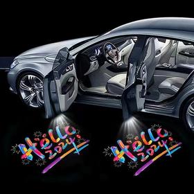 车门迎宾灯免接线碳纤纹红外车门感应投影灯7号电池自备哦