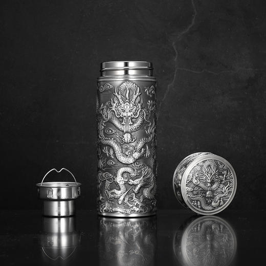 子佩集S999银【六龙泳舞】杯摆件【DLBJB025-100】纯银内胆-小号泡茶杯2401 商品图2