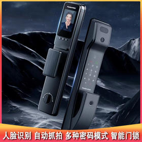 测评优品-凯迪仕电子门锁T200FVP 人脸识别解锁 全自动电子锁 家用防盗 全自动 精准识别 多种密码模式 猫眼抓拍 远程开门