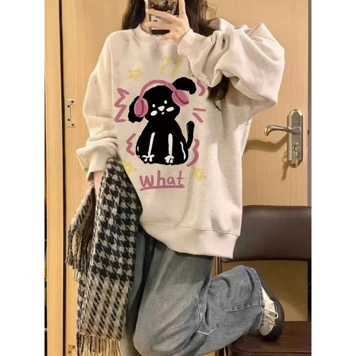 秋冬加绒加厚美式复古oversize卫衣女春秋2023新款爆款慵懒风上衣 商品图8