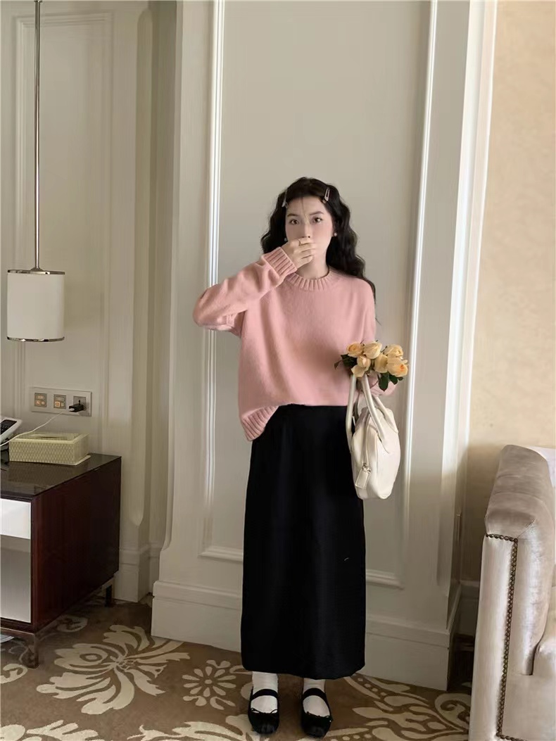 A7125      简约纯色气质休闲减龄百搭软糯毛衣外套（特价不退换）