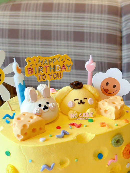 芝士块小兔子&布丁狗装饰蛋糕 商品图0