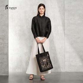 TANGY Collection天意精品2024春新品纯天然植物染宽松时尚落肩袖莨绸香云纱衬衫 L241015