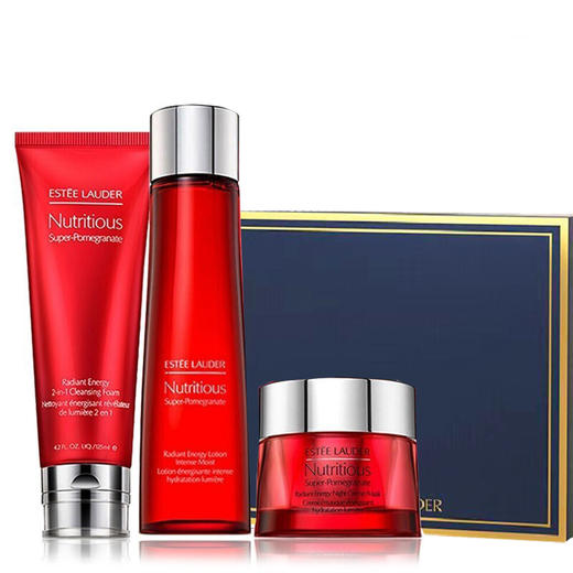 雅诗兰黛红石榴滋养倍润护肤品套装(爽肤水+面霜+洗面奶) 蓝色礼盒【LXDWYY8.0】 商品图0