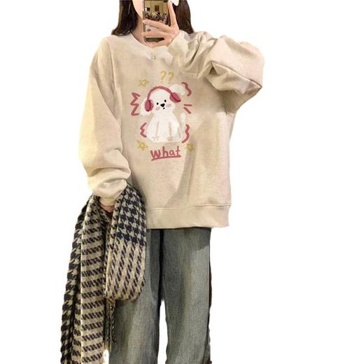 秋冬加绒加厚美式复古oversize卫衣女春秋2023新款爆款慵懒风上衣 商品图4