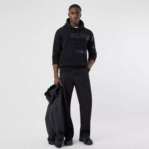 BURBERRY 巴宝莉 男士 Horseferry 印花棉质连帽卫衣 黑色 8028539 A1189 商品图3