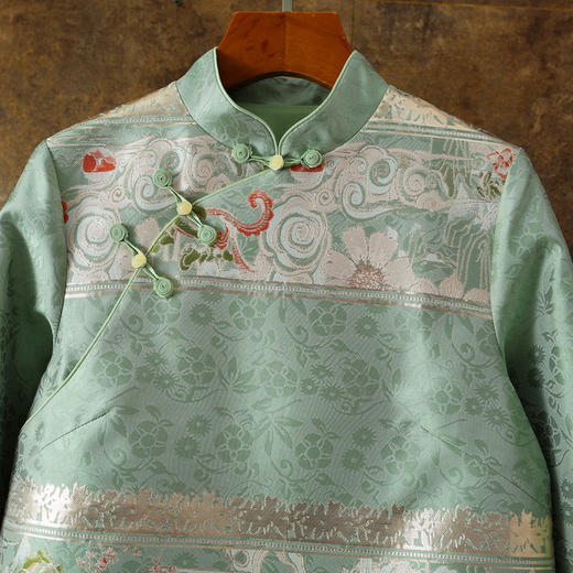 新春款改良旗袍上衣，复古立领锦绣千山提花盘扣修身女装短外套ZSM-240125 商品图3