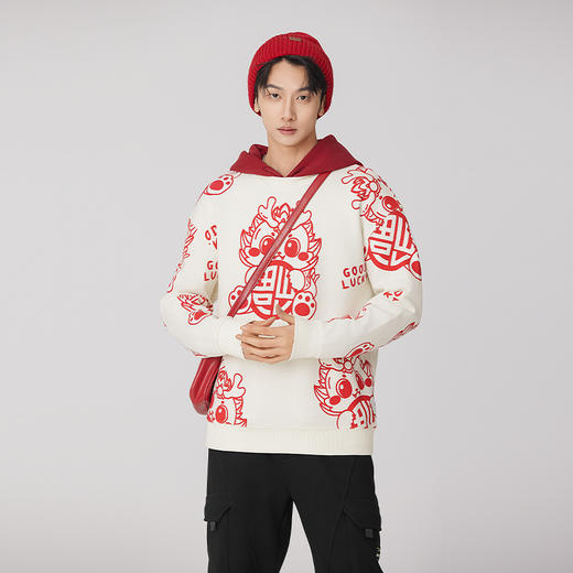 【断码清仓】HX 秋冬季圆领卫衣趣味生肖龙元素时尚潮流新年必备/C106410009101/02 商品图4