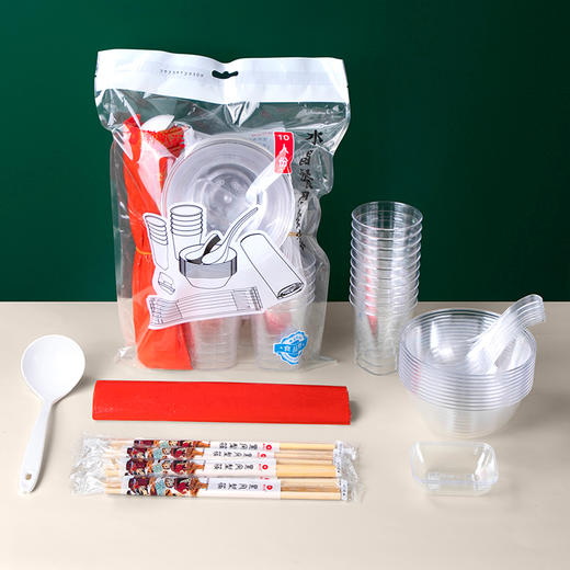 喇叭花一次性水晶碗塑料盘透明味碟硬塑料水晶火锅饭碗100只 商品图3